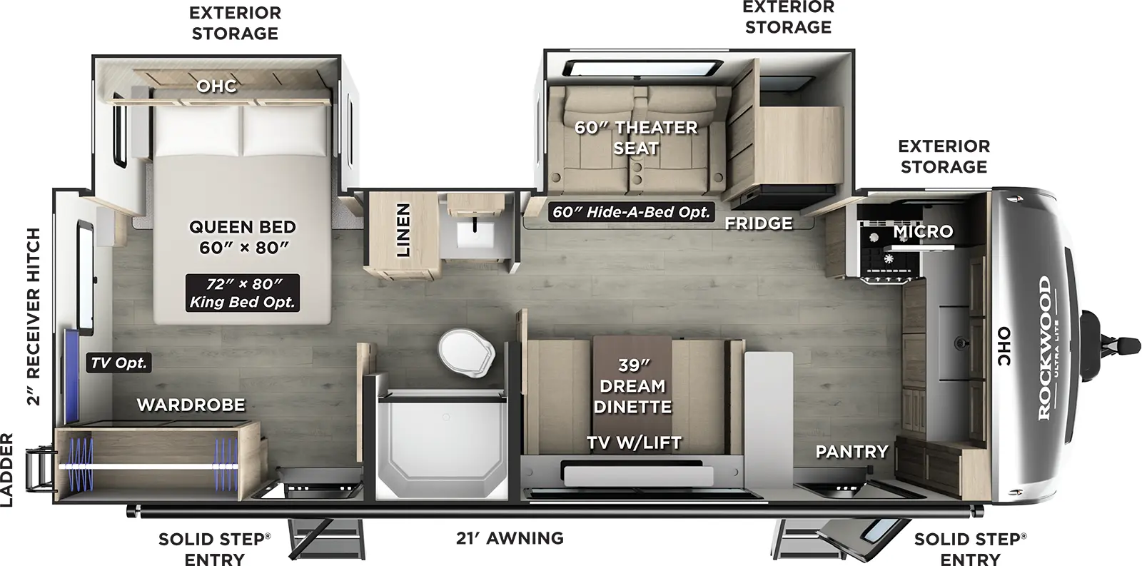 Rockwood Ultra Lite Travel Trailers 2619FK Floorplan